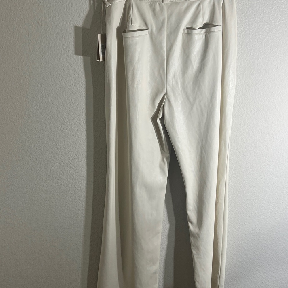 MOTHER Faux Leather Weekend Heel Size Wide Leg High-Waist Cream Trousers Sz 33 - Picture 11 of 12